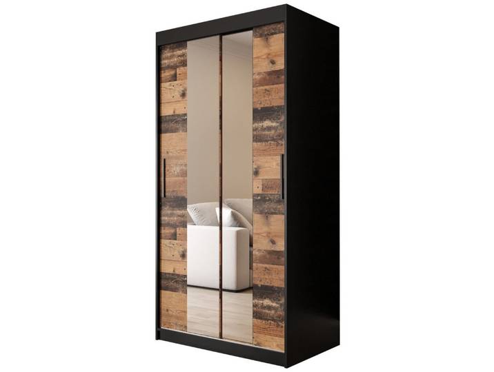 ABIKS MÖBEL Schwebetürenschrank OLD STYLE T1 Schlafzimmerschrank, Schiebetüren, Kleiderstange, Regalen