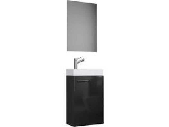 VCM Set d'armoire à glace ou miroir et meuble sous vasque avec lavabo Slito, pour salle de bain (avec miroir, noir)