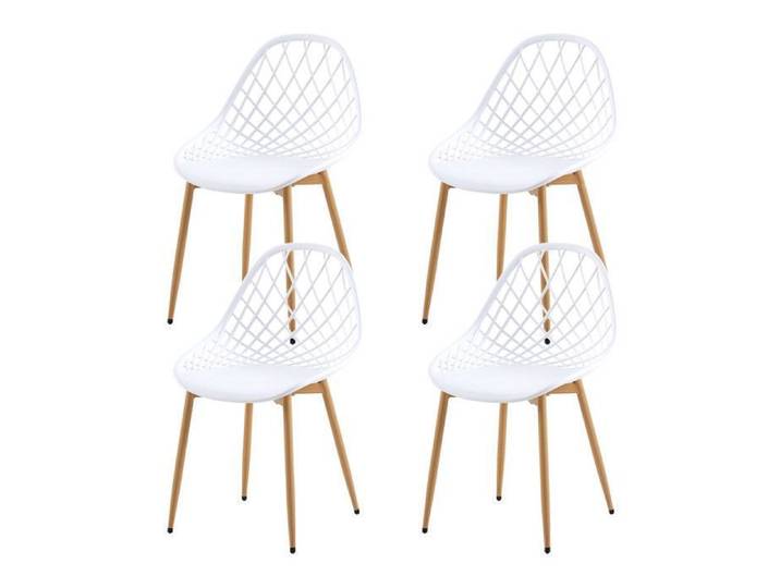 EGGREE Chaises de Jardin lot 4 Motif ajouré PP-métal Jardin terrasse Balcon Compact Salle à Manger Blanc