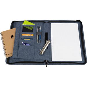 Wedo Schreibmappe Denim, blau, Polyester , mit Reißverschluss & Ringbuch, A4