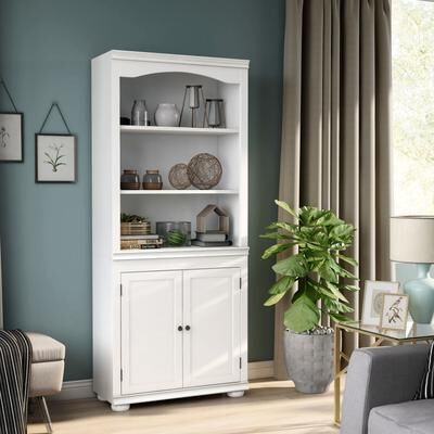 Furniture of America Omni Transitional 3-Shelf Wood Bookcase with Cabinet
