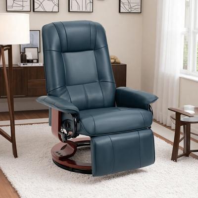 Adjustable Faux Leather Swivel Recliner Chair with Footrest, Padded Armrests, Manual Lounge Chair for Living Room