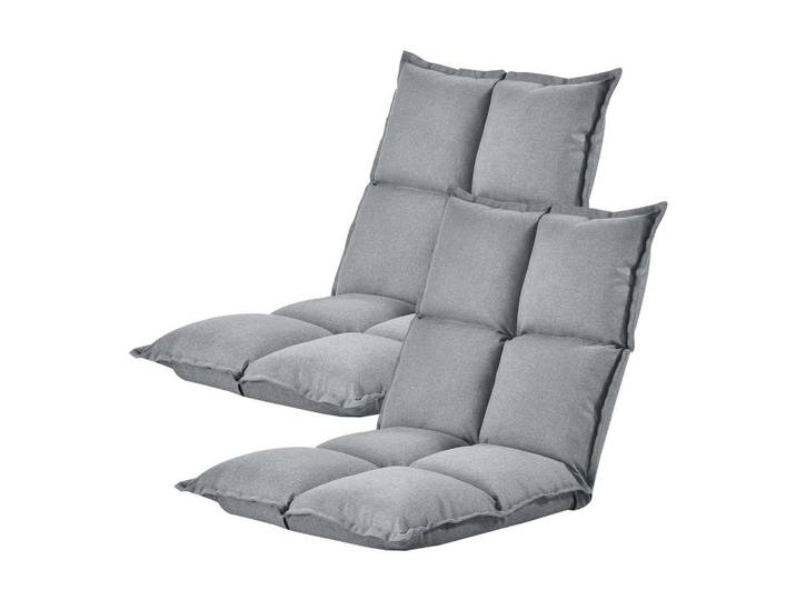 [en.casa] Bodenstuhl-Set 2 Tlg. Deinze, Hellgrau, 110x11x55 cm, Wohnzimmer, Sessel, Polstersessel