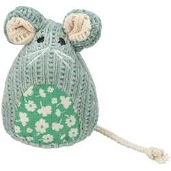 4x Trixie Katzen-Spielzeug Maus, 11 cm, Grün, sitzend (Plüschspielzeug Katze), Katzenspielzeug