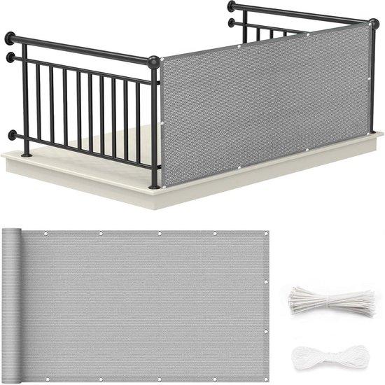 Balkon Windschutz 140x900 cm Grau mit doppelter Verstärkung