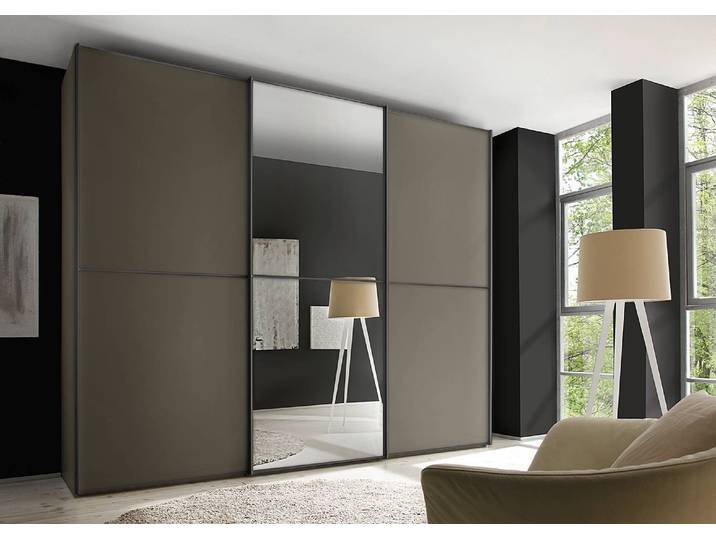 Schwebetürenschrank Typ B 280 x 222cm Braun/Taupe Basic Grau