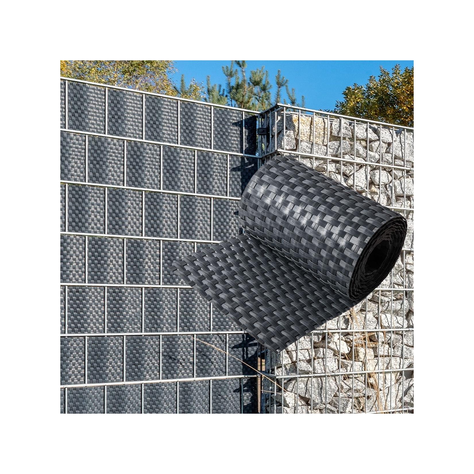 NYVI Polyrattan Sichtschutzstreifen Privafence 255 x 19 cm - Sichtschutz für Doppelstabmatten Zaun Farbe:Anthrazit;Anzahl:10
