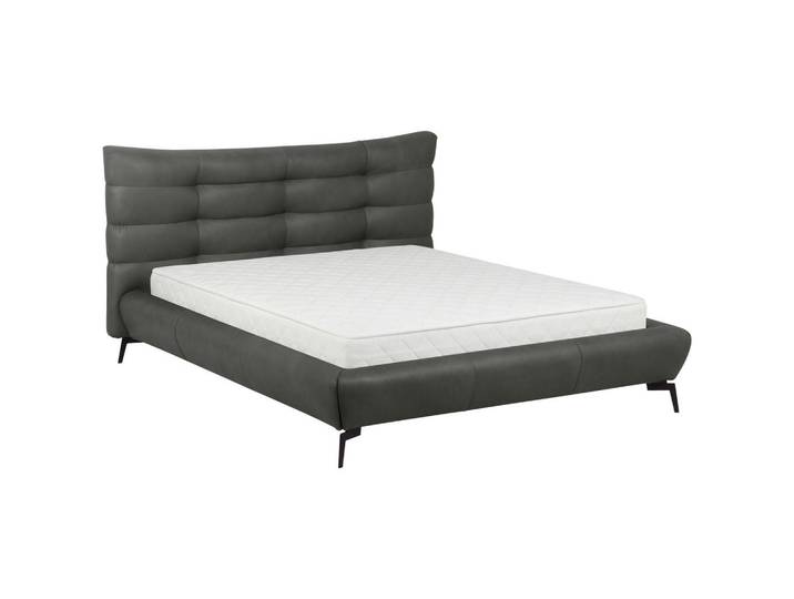 Esposa Polsterbett, Dunkelgrau, Metall, Echtleder, Semi-Anilinleder, 180x200 cm, Made in EU, Bettkasten, gepolstertes Kopfteil, Lederauswahl, in verschiedenen Größen erhältlich, für Lattenrost geeignet, Schlafzimmer, Betten, Polsterbetten