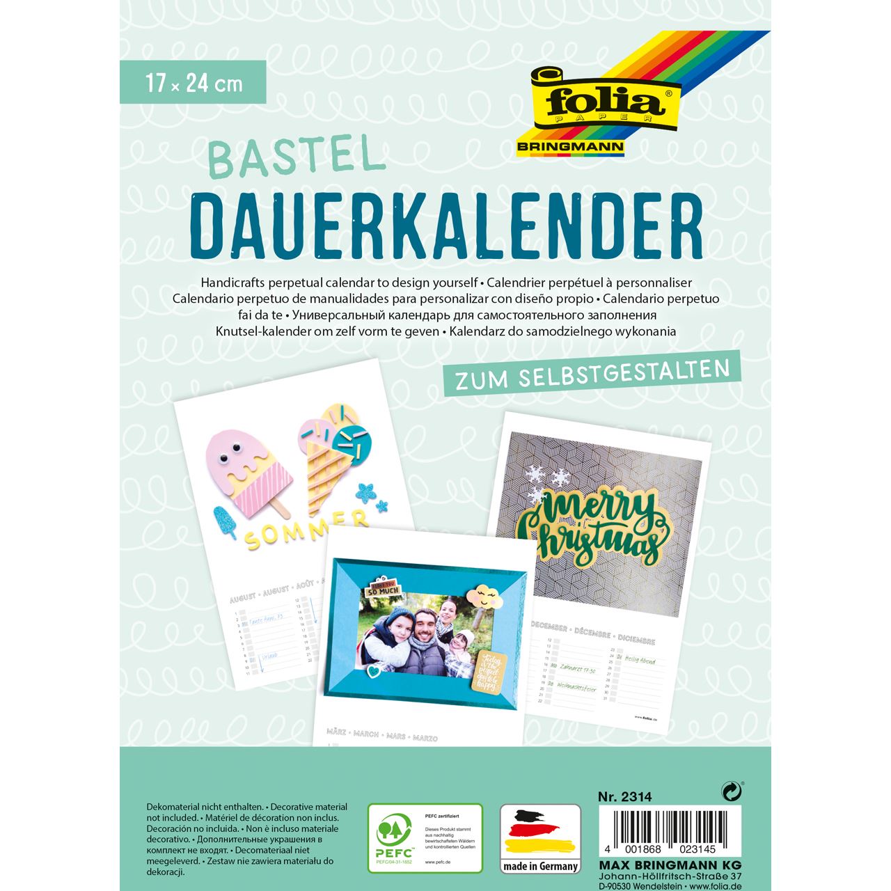 folia Kalender zum Selbstgestalten 17,0 x 24,0 cm jahresunabhängig 2314