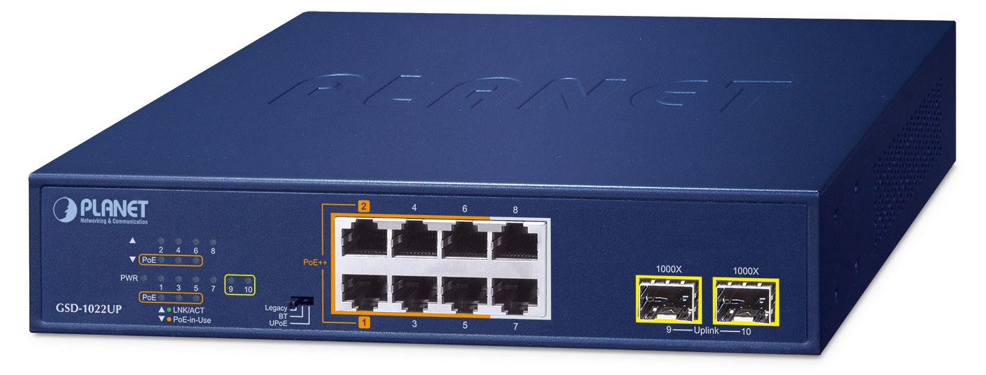 Planet Technology Corp. GSD-1022UP Planet 8-Port PoE+ Desktop Switch