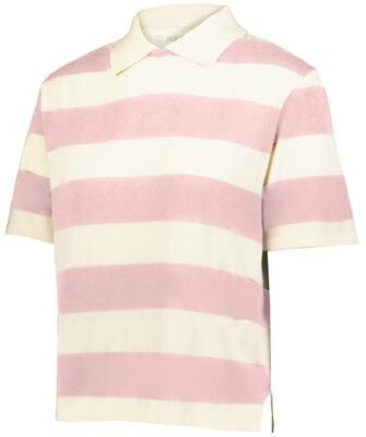 Holloway 226302 Women's PREP STREET RUGBY CROP T-Shirt in Alabaster/Vintage Scarlet size Medium