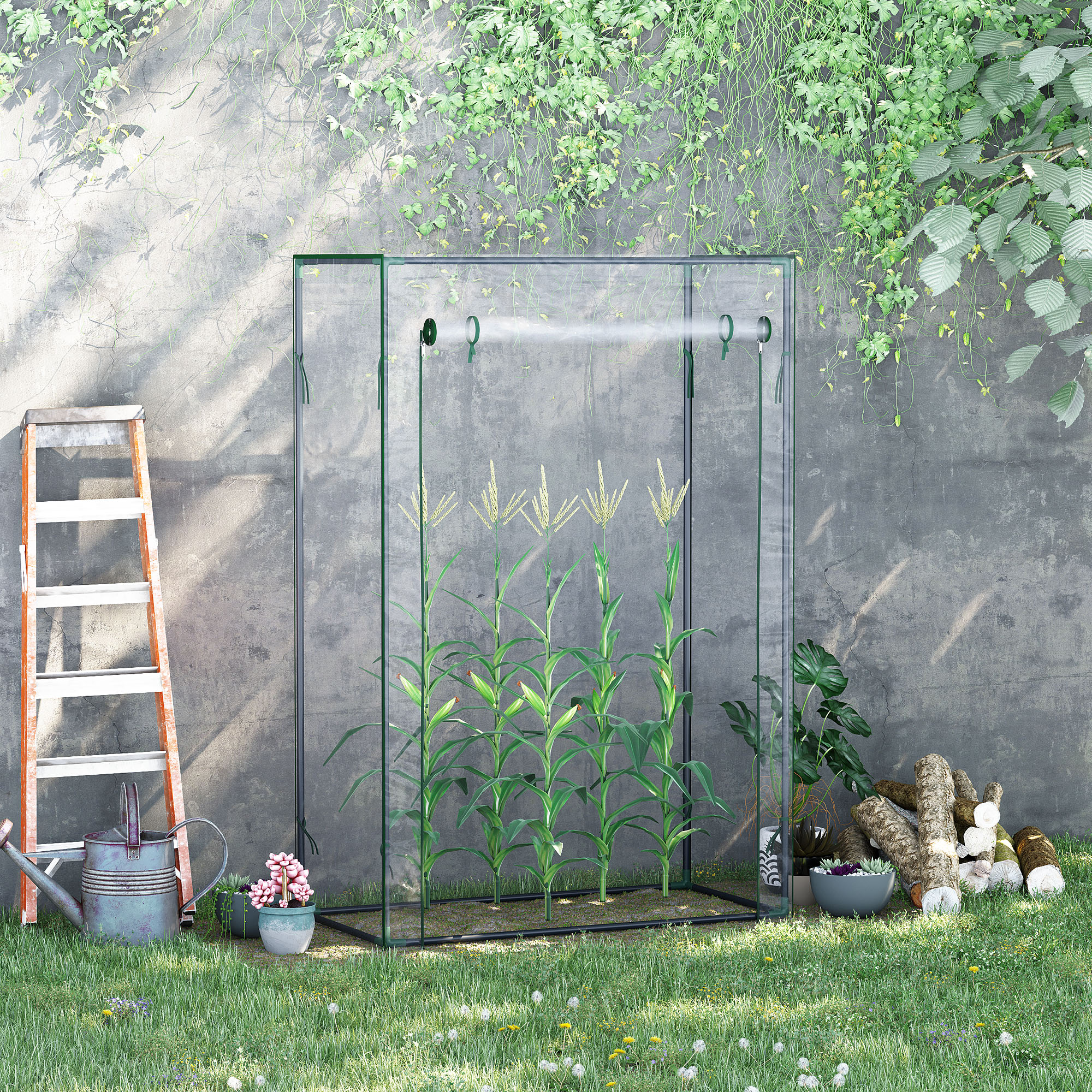 Outsunny Serra da Balcone con Ingresso Avvolgibile,100x50x150cm Trasparente   Aosom Italy