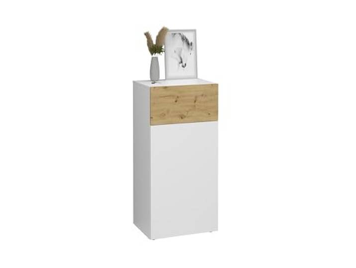 möbelando Kommode >BELM 2< in Brillantweiß-Artisan Eiche - 55x115x42cm (BxHxT)