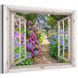 METALLBILD Hortensie - Durchsichtig - Blumen - Sommer - Lila - Weg 30x20 cm