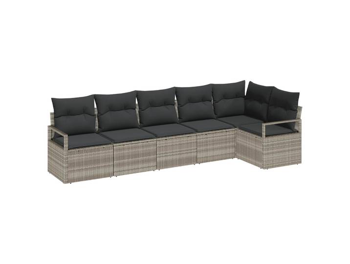 vidaXL Sofa Set 6 stk. Hellgrau [Synthetisch]: Poly Rattan