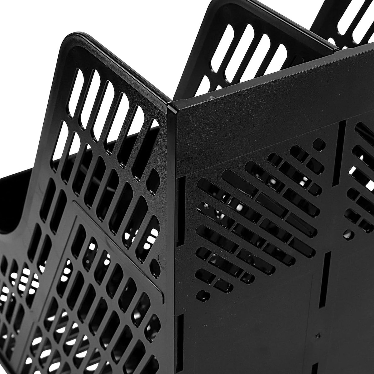 Tijdschriftenverzamelaar A4 zwart met 4 vakken voor bureau-organisatie