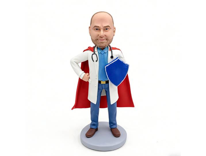 Figurine personnalisée de docteur en bascule sur mesure à partir de photo, figurine artisanale personnalisée avec votre visage, cadeau de poupée personnalisée pour anniversaire, anniversaire de