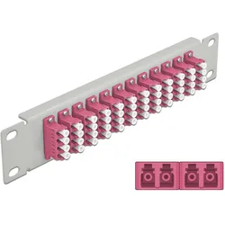 Delock 10? LWL Patchpanel 12 Port LC Quad violett 1 HE grau, Server Zubehör, Grau