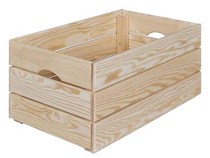 Inter Link - Holzkiste - Stapelkiste massivholz – Aufbewahrungskiste, Für Obst, Gemüse, Wein, Garten, Bad, Spielzimmer – Platzsparend, praktisch – 65 x 31,5 x 23cm Valloni L