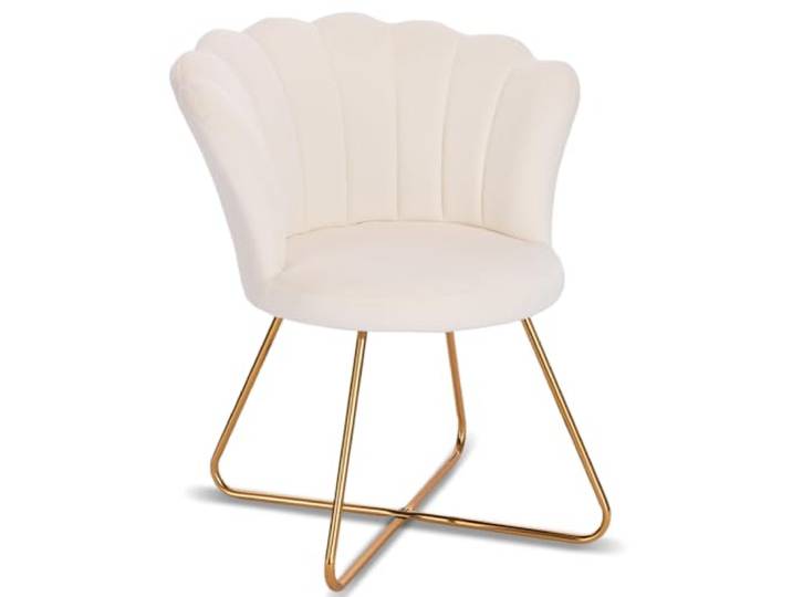 BAKAJI Beige, Relaxsessel mit Rückenlehne und Sitzfläche aus Samt, Metallgestell, Standard