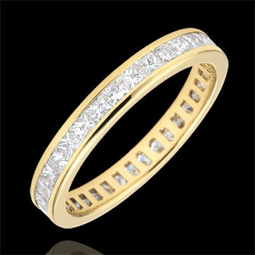 Edenly Trauring Gelbgold PavÃ© - Kanalfassung - 1.02 Karat - Prinzessdiamanten