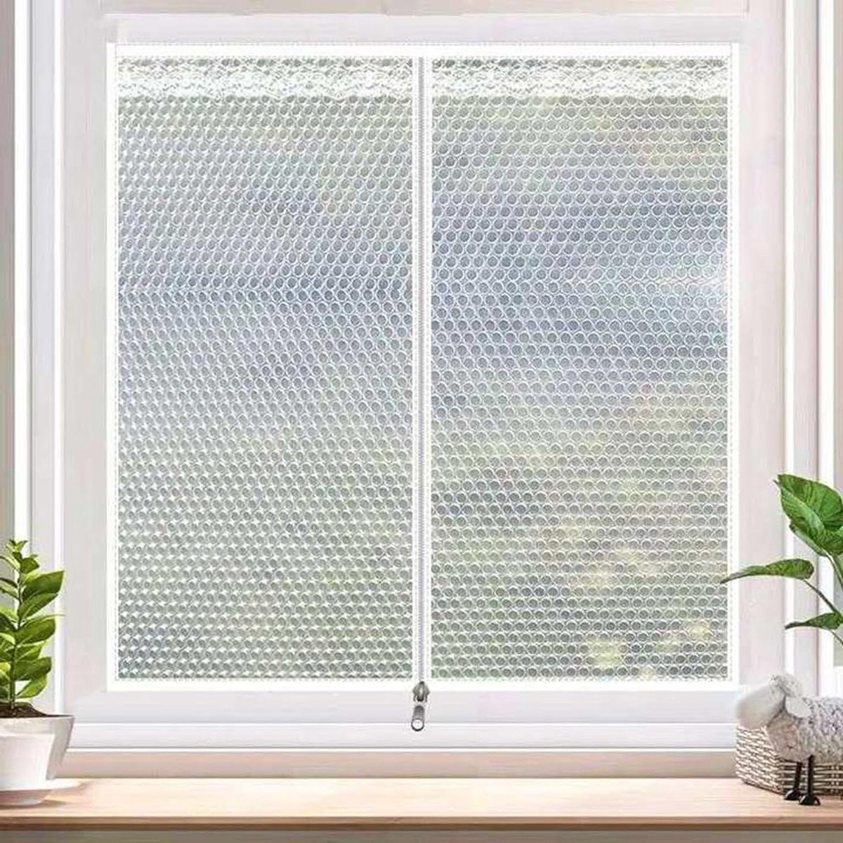 Transparante Raamisolatieset met Drielaagse PVC-structuur voor Energiebesparing - Breedte: 120 cm, Hoogte: 200 cm