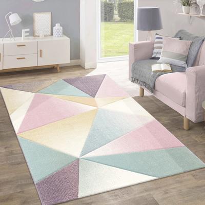 Teppich PACO HOME "Kosy 310", bunt (pastell), B:60cm H:15mm L:100cm, Kunstfaser, Teppiche, Teppich, Kurzflor, modernes geometrisches Muster, in schönen Pastell-Farben