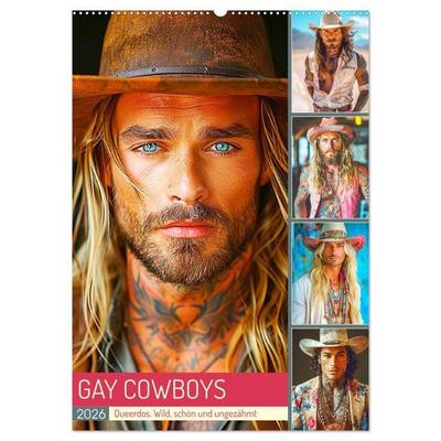 Gay Cowboys. Queerdos. Wild, schön und ungezähmt (Wandkalender 2026 DIN A2 hoch), CALVENDO Monatskalender