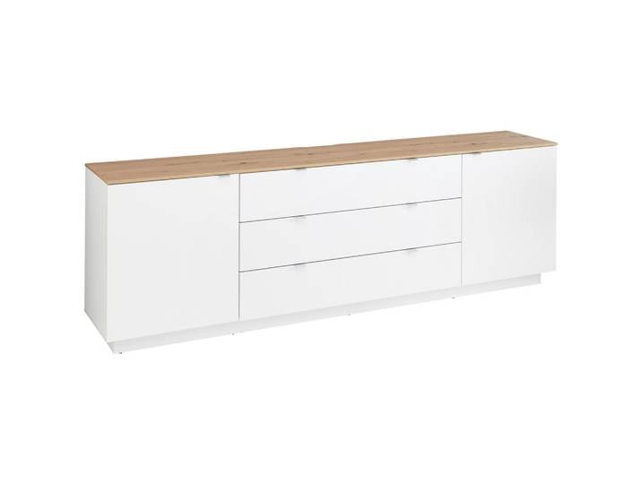 Mid.you Lowboard Lahore, Weiß, Eiche Artisan, 3 Fächer, 3 Schublade(n) Schubladen, 240x77x44 cm, Wohnzimmer, Wohnwände, Lowboards