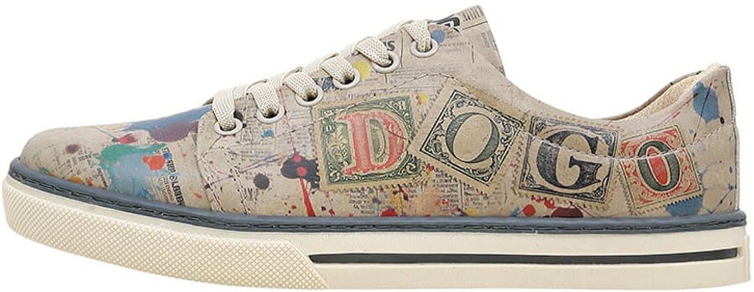 Sneaker DOGO "Classic Schnürsneaker Dogo Stamp Damen Sneaker", Damen, Gr. 36, Normalschaft, beige (natur), Lederimitat, Schuhe Sneaker, Handgefertigt