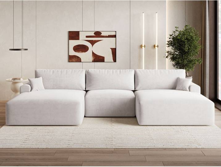 Wohnlandschaft mit Schlaffunktion und Bettkasten Serene Grau