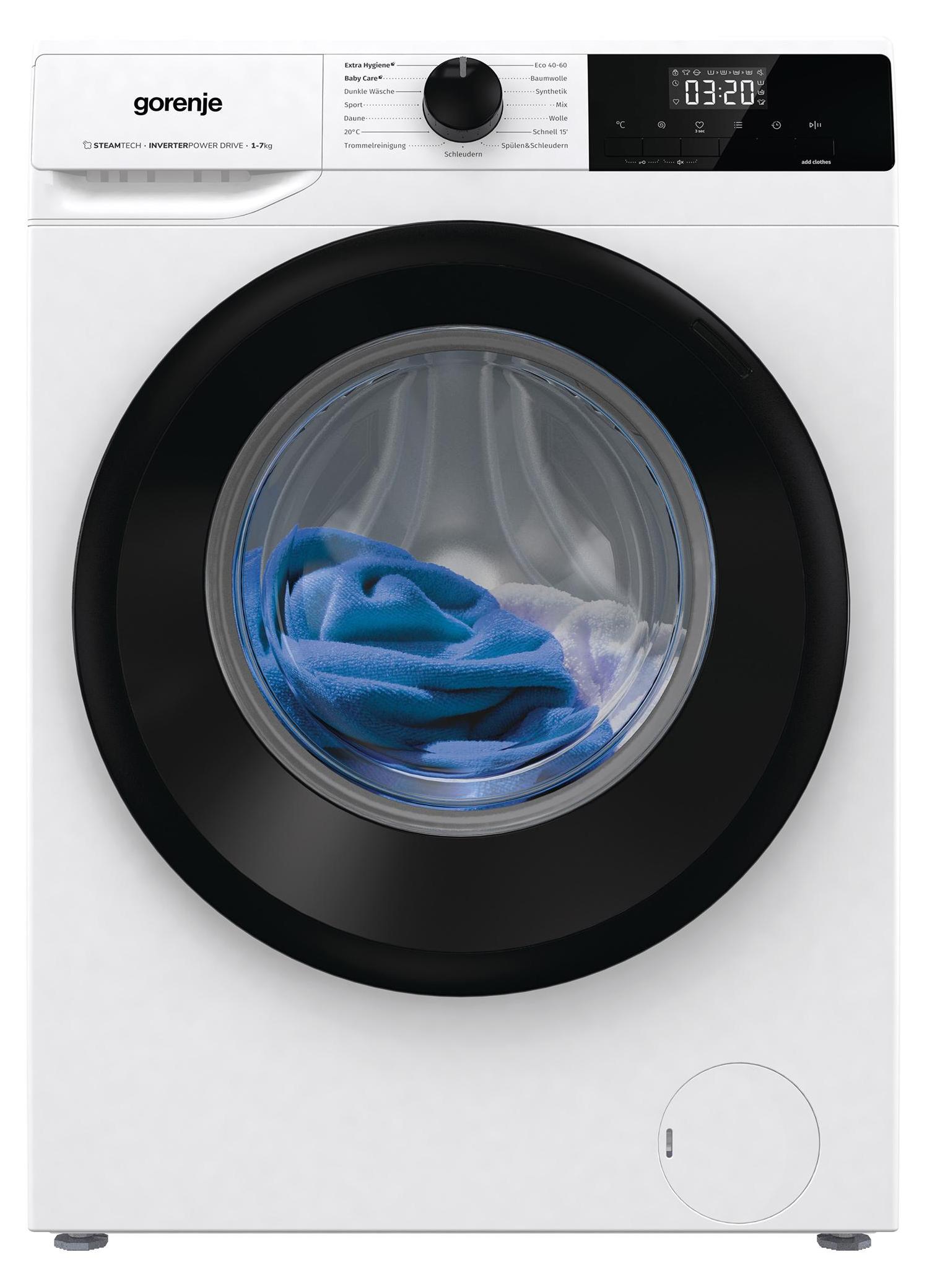 Gorenje WNHEI74SAPS/DE Waschmaschine - Freistehend - Frontlader 7 kg Fassungsvermögen - 1400 U/min. - AquaStop - Weiß - 15 Programme