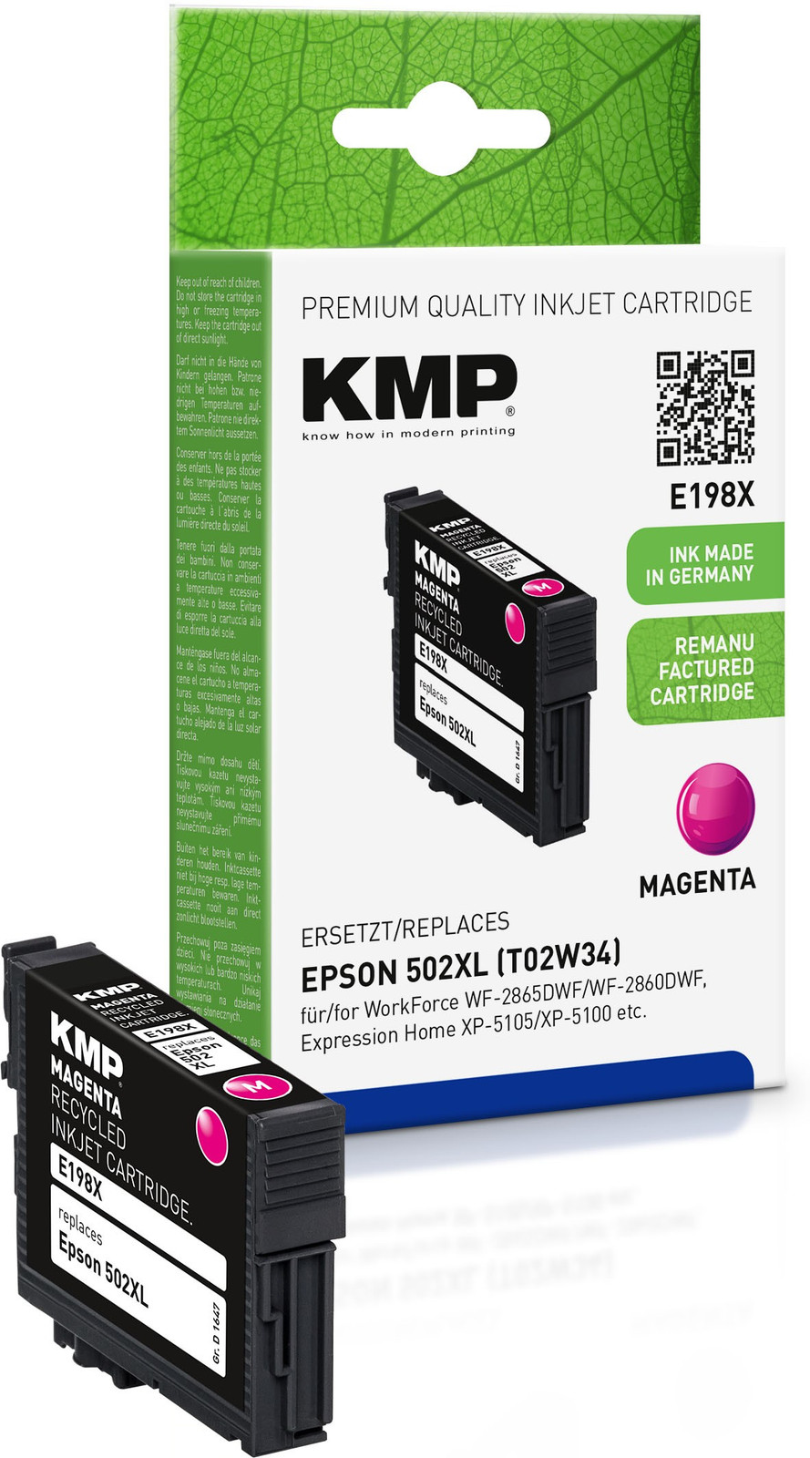KMP Patrone Epson 502XL Magenta Remanufactured 1647,4006 E198X