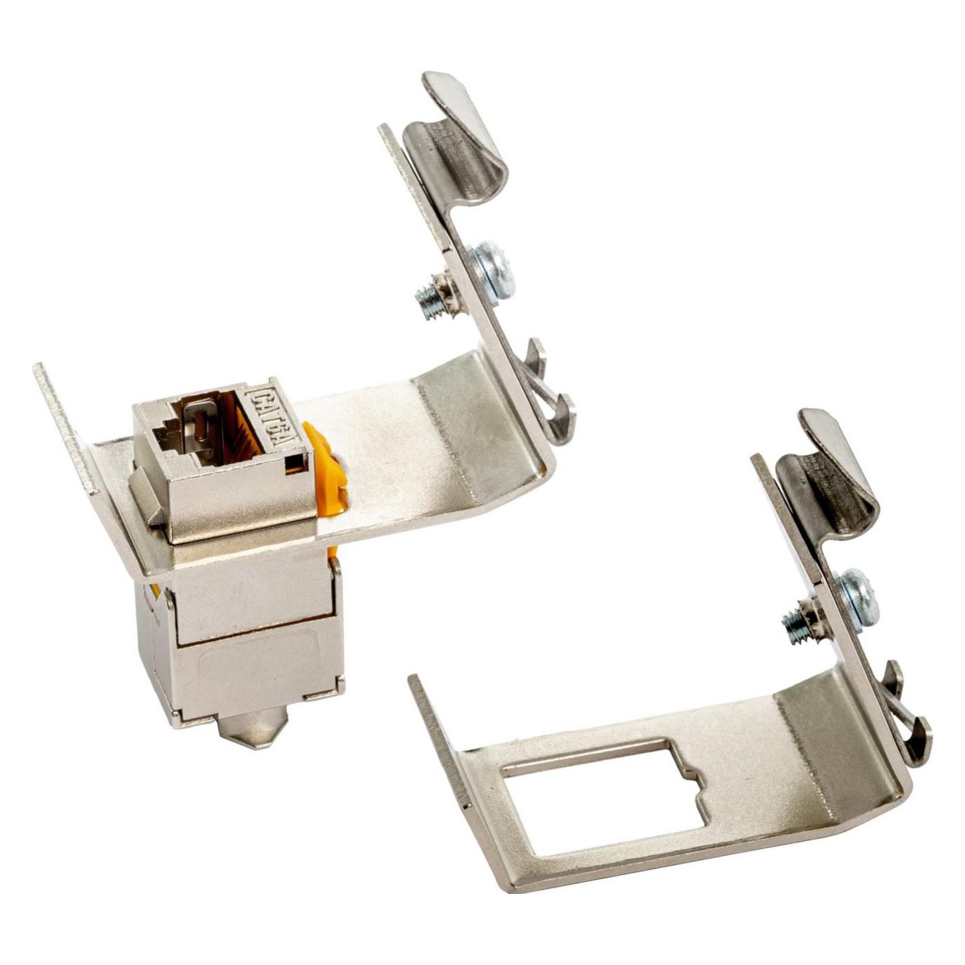 Wirewin Hutschienenadapter für Montage eines Keystone Jacks, Metall Keystone System (Keystone Modulhalter) (WKS DIN RAIL HOLDER 1)