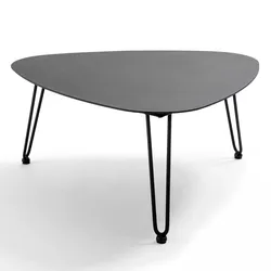 Oviala Business Dreieckiger Gartencouchtisch aus schwarzem Aluminium