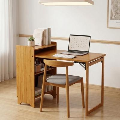 Kodotan sofa Bamboo Folding Desk, Foldable Desk for Small Space, Computer Desk with Hidden Storage, Mid Century Foldable Table