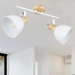 Decken Spot Lampe Ess Zimmer Licht-Schiene Holz Optik Leuchte Strahler beweglich