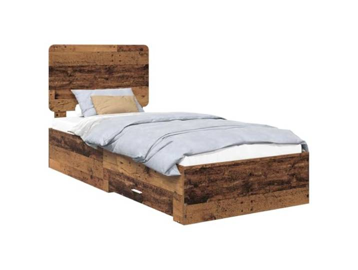 HMDNGOUT Bettgestell mit Schubladen Altholz Bettrahmen 90x190 cm, Holzwerkstoff Bettrahmen mit Kopfteil, stabiles Speicherbettgestell mit viel Stauraum, rechteckig, einfache Montage