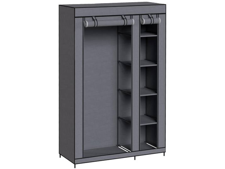 Homcom Kleiderschrank Vliesstoff Stahl Grau, Metall, 5 Fächer, 45x175x110 cm, Schlafzimmer, Kleiderschränke