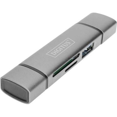 Digitus DA-70886 Externer Speicherkartenleser / Hub USB-A (USB 3.0), USB-A, USB-C® Grau