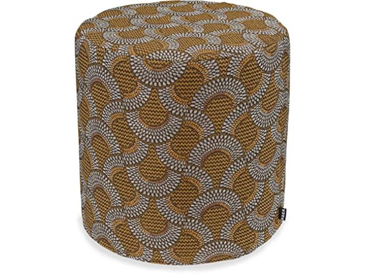 H.O.C.K. Zima Hocker Sitzhocker rund ø45x45cm Gemustert in Zwei Farben (Hocker rund 45x45cm, Gold)