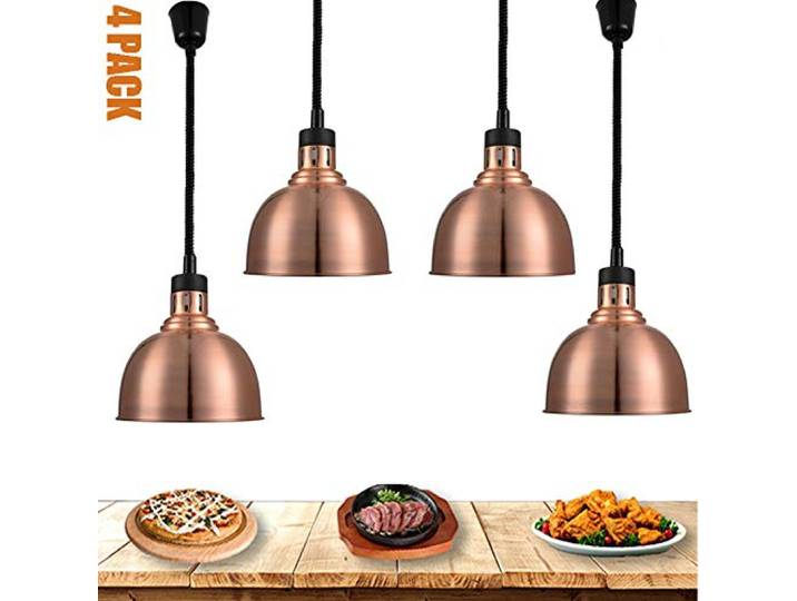 Infrarot-Lampe Lebensmittel Wärme-Lampe Warmhaltelampe Speisenwärmer für Küche Buffet, Höhenverstellbar, Warmhalten von Speisen, Edelstahl, 220V-250W