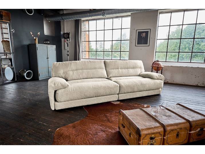 KAWOLA Sofa CINE, XXL-Sofa 3-Sitzer Cord verschiedene Farben 284x106 cm