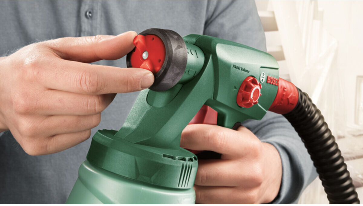 Bosch PFS 2000 Farbsprühsystem aus Kunststoff und Metall mit Farbsprühgerät, Farbbehälter und Schlauch für Farben und Lacke, 603207300 (0603207300)