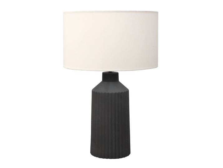 Lampe de table textile et ciment noire ip20 1xe27