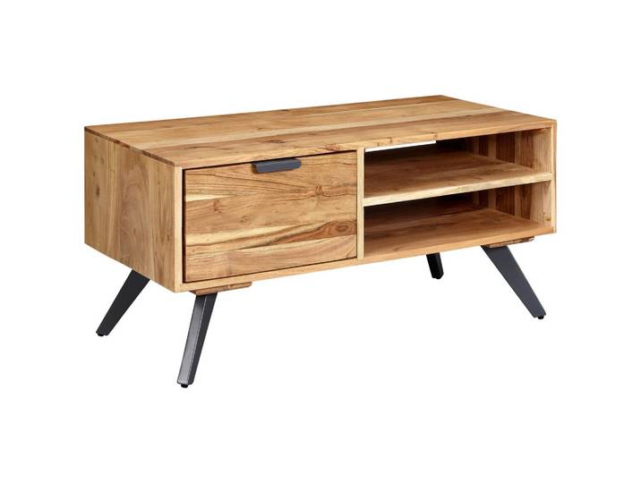 Couchtisch Holz massiv inkl. offenes Fach + Schublade