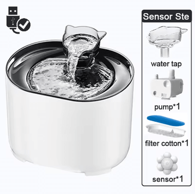 Inspire Picks USB Automatic Cat Water Fountain With Quiet Filtration System c sensor 1set