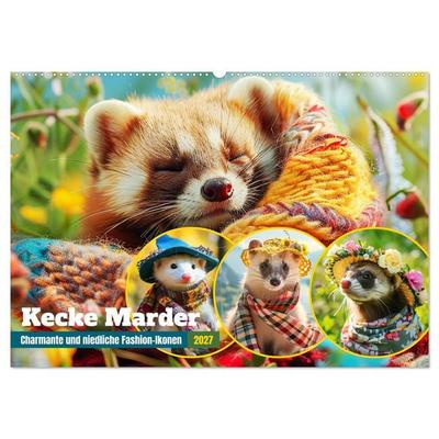 Kecke Marder. Charmante und niedliche Fashion-Ikonen (Wandkalender 2027 DIN A2 quer), CALVENDO Monatskalender