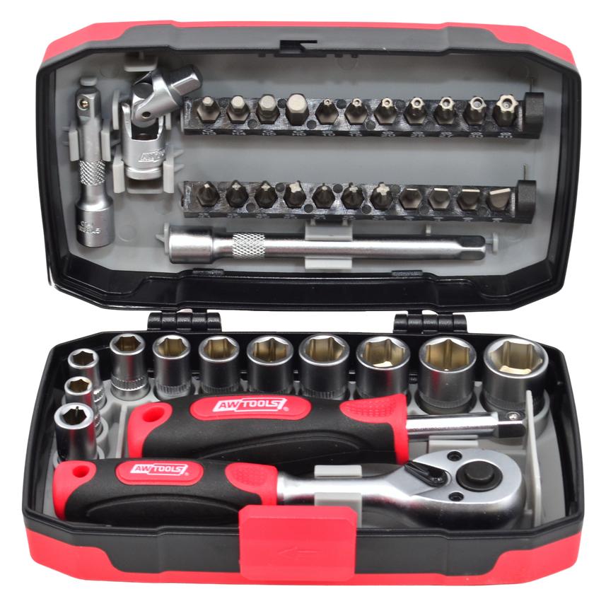 Awtools Zestaw narzędzi ZESTAW KLUCZY 38el. 1/4" BLACK LINE (65608618)