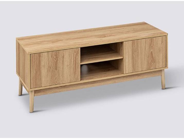 Meuble TV en bois avec 2 portes coloris Beige - Longueur 120 x Profondeur 39 x Hauteur 48 cm